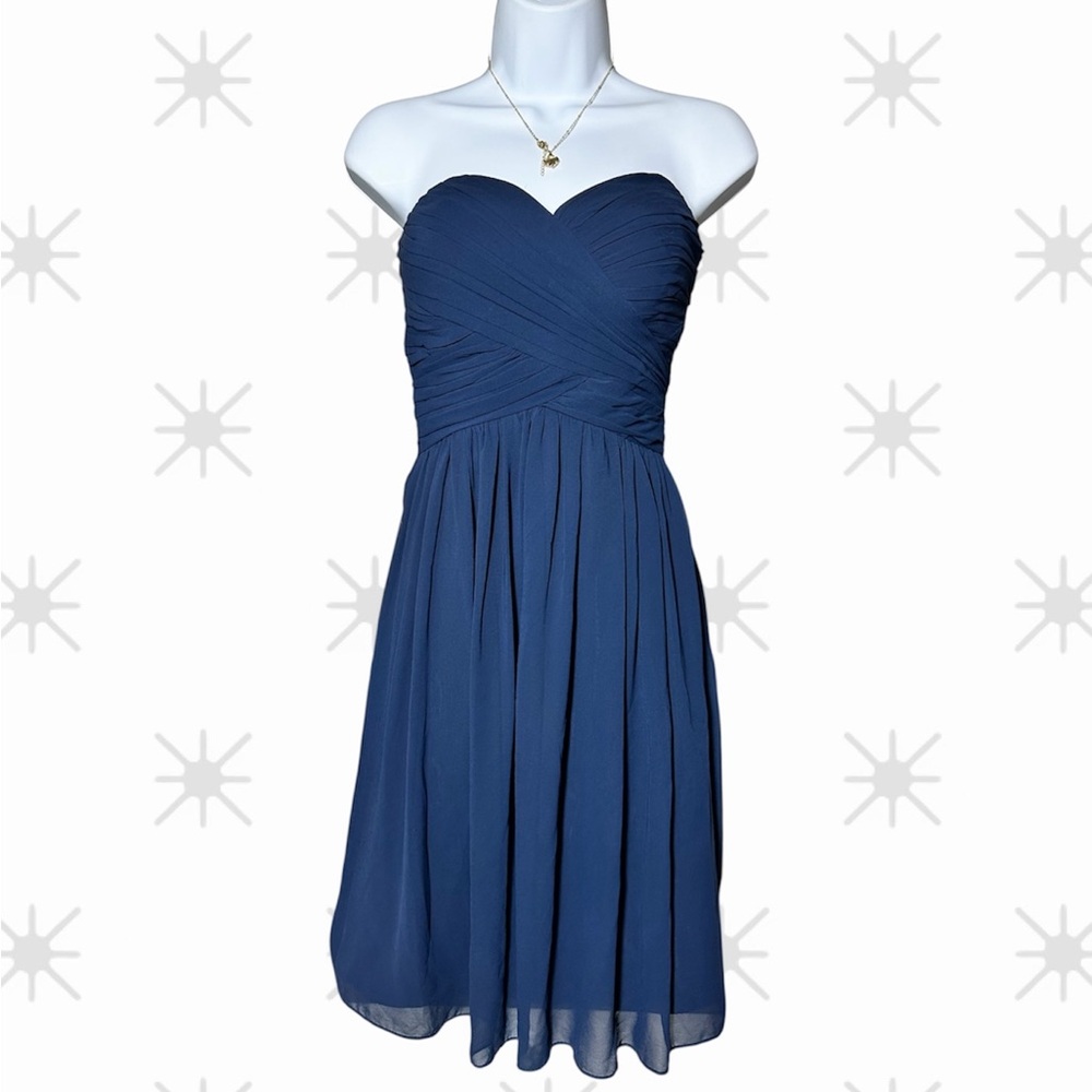 Bill Levkoff Size 2 Blue Strapless Prom Hoco Chiffon Cocktail party formal Dress